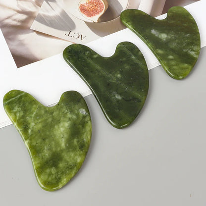 Helu Jade Gua Sha Tool Xiuyan Jade Heart-shape Massager Neck Massage Natural Massager Jade Guasha Scraper