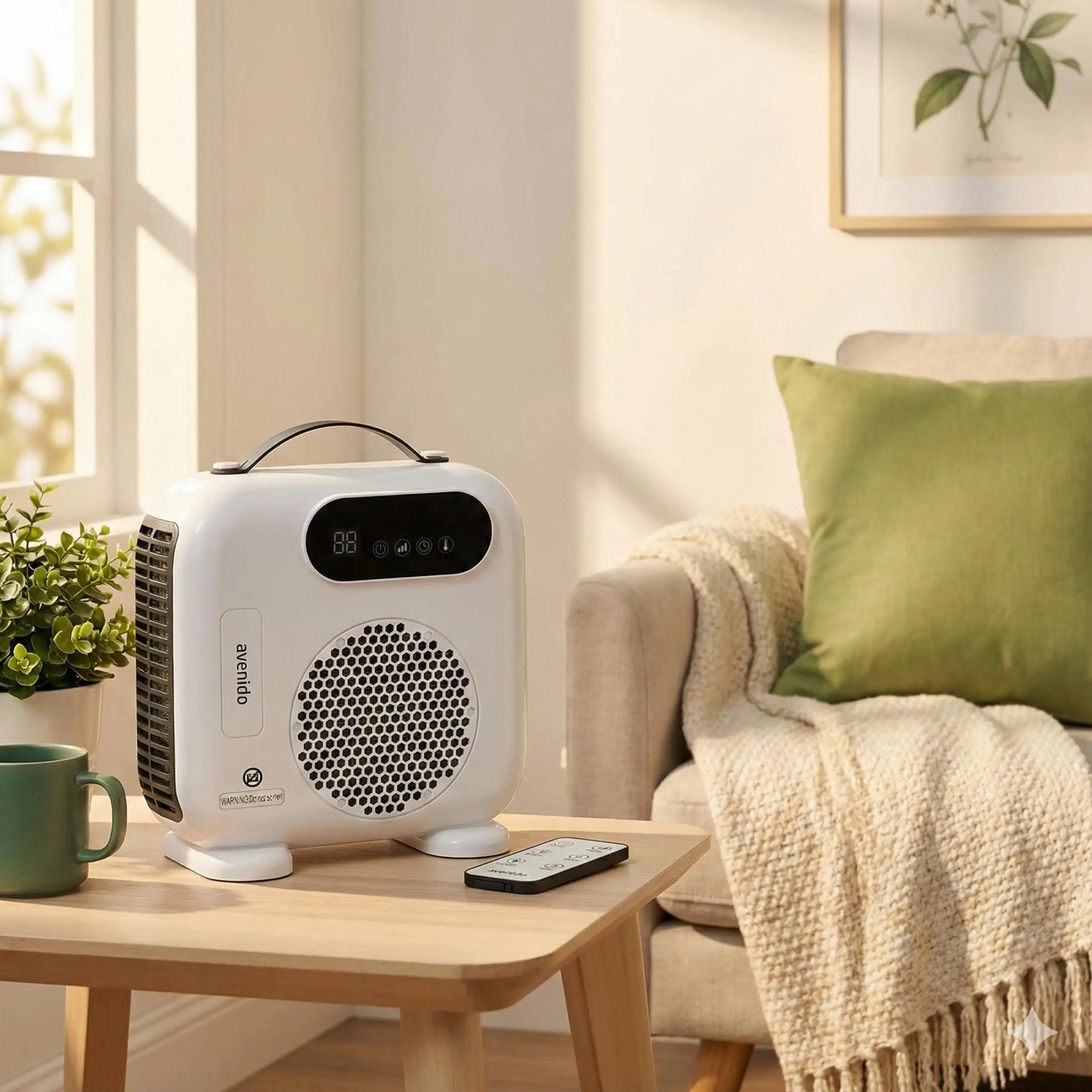 2000W fan with remote control heater electric timer LED panel fan function cold blast temperature range 15-40 °C