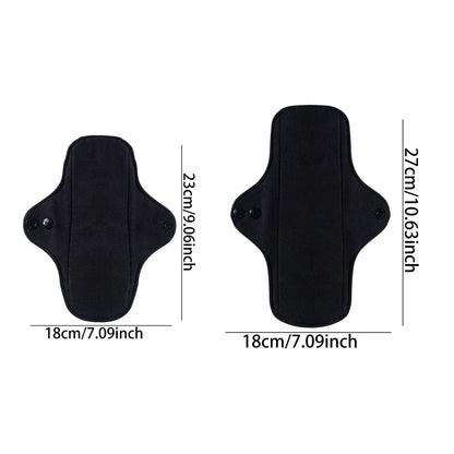 3Pcs Black Pure Cotton Reusable Menstrual Pads Reusable Sanitary Waterproof  Cloth Pads For Heavy Flow Large Sanitary Pads Set