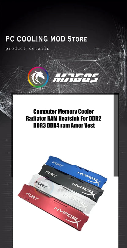 Computer Memory Cooler Radiator RAM Heatsink For DDR2 DDR3 DDR4 RAM Amor Vest