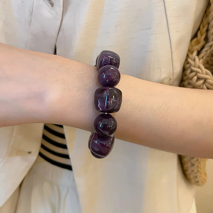 Acrylic Irregular Square Round Beaded Bracelet for Women European and American Simple Bracelet Korean Fashion Hand Accessories