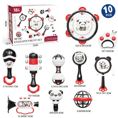 Baby Musical Instruments Set Montessori Handbell Sand Hammer Orff Ringing Instrument Infant Early Visual Stimulation Sensory Toy