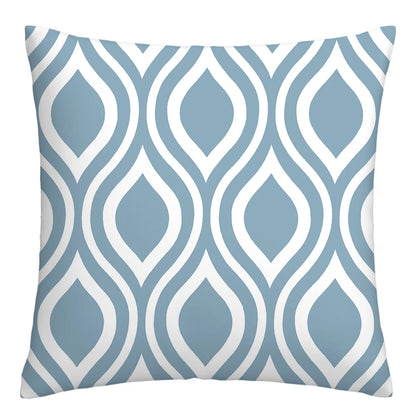 Lake blue white geometric linen pillowcase sofa cushion cover home decoration can be customized for you 40x40 45x45 50x50 60x60