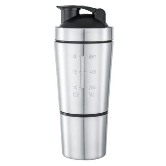 New Stainless Steel Cup Mixer Whey Protein Powder Sports Shaker Water Bottle Detachable Single Layer Outdoor Drink Kettle