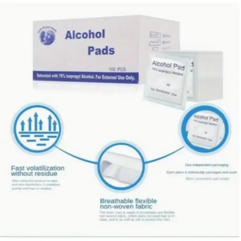 Alcohol Swabs for Skin 75% Wound Disinfection, Convenient to Carry Outdoor Sports Disaster Essential First Aid Box Supplies