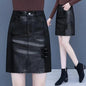 Spring Autumn Winter Leather Skirt Women New Fashion Black Brown High Waist PU A-Line Skirts Large Size S-5XL Female Midi Skirts
