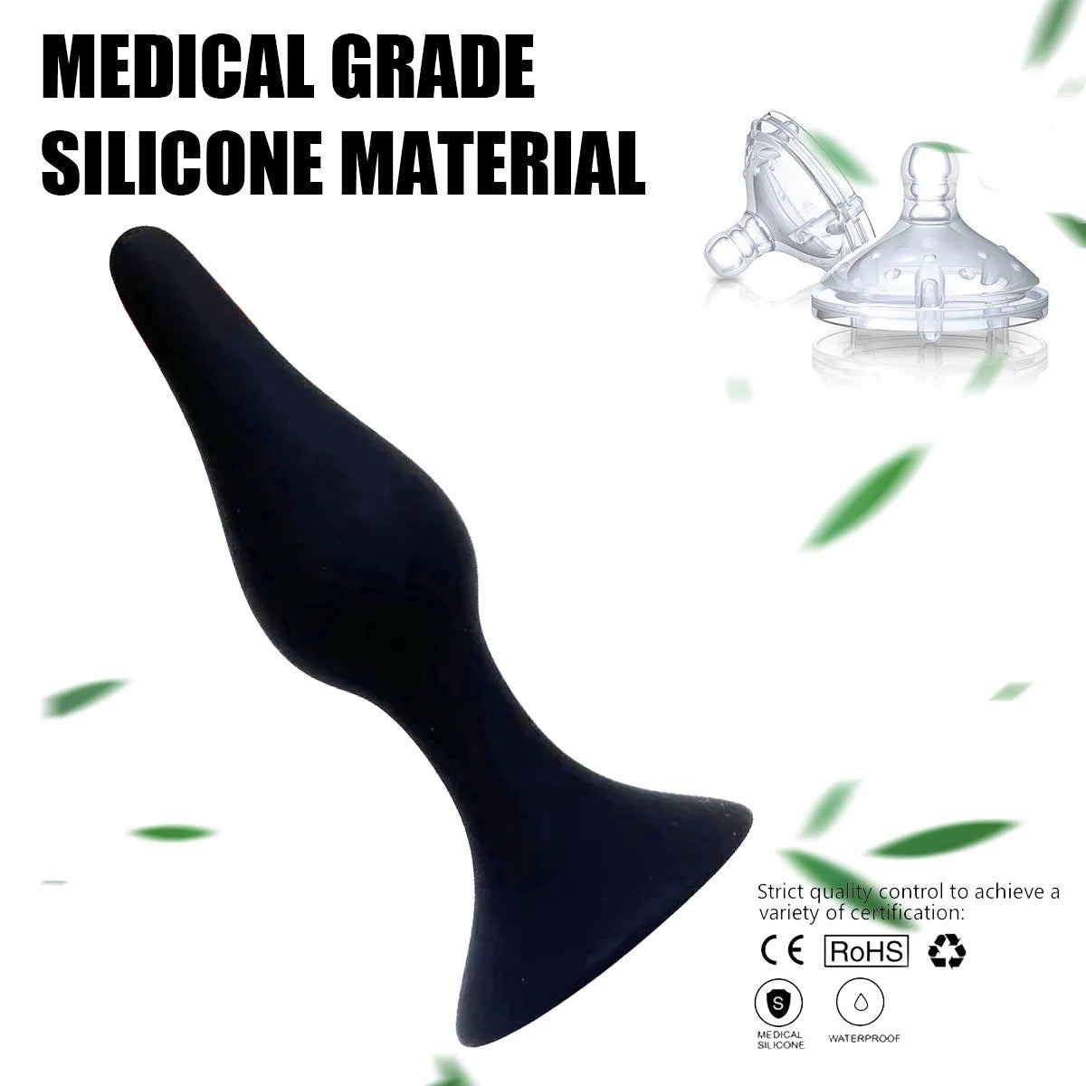 Silicone Pleasure Anal Plug 4-Piece Set - Anal Stimulation Beads, Hands-Free Suction Cup Anal Plug, Adult Erotic Sex Toy