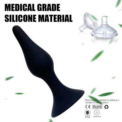 Silicone Pleasure Anal Plug 4-Piece Set - Anal Stimulation Beads, Hands-Free Suction Cup Anal Plug, Adult Erotic Sex Toy