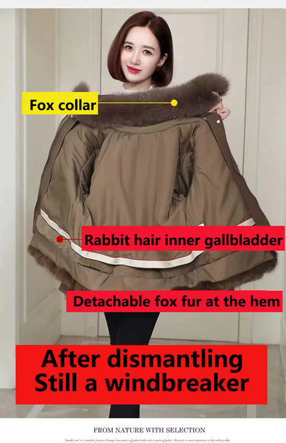Upgraded 2023 Autumn/Winter omen's Pi vercomes Warm tras Coat Natural Fox Hair Fashion Wool Coat Temperament Slimming Inner Tank