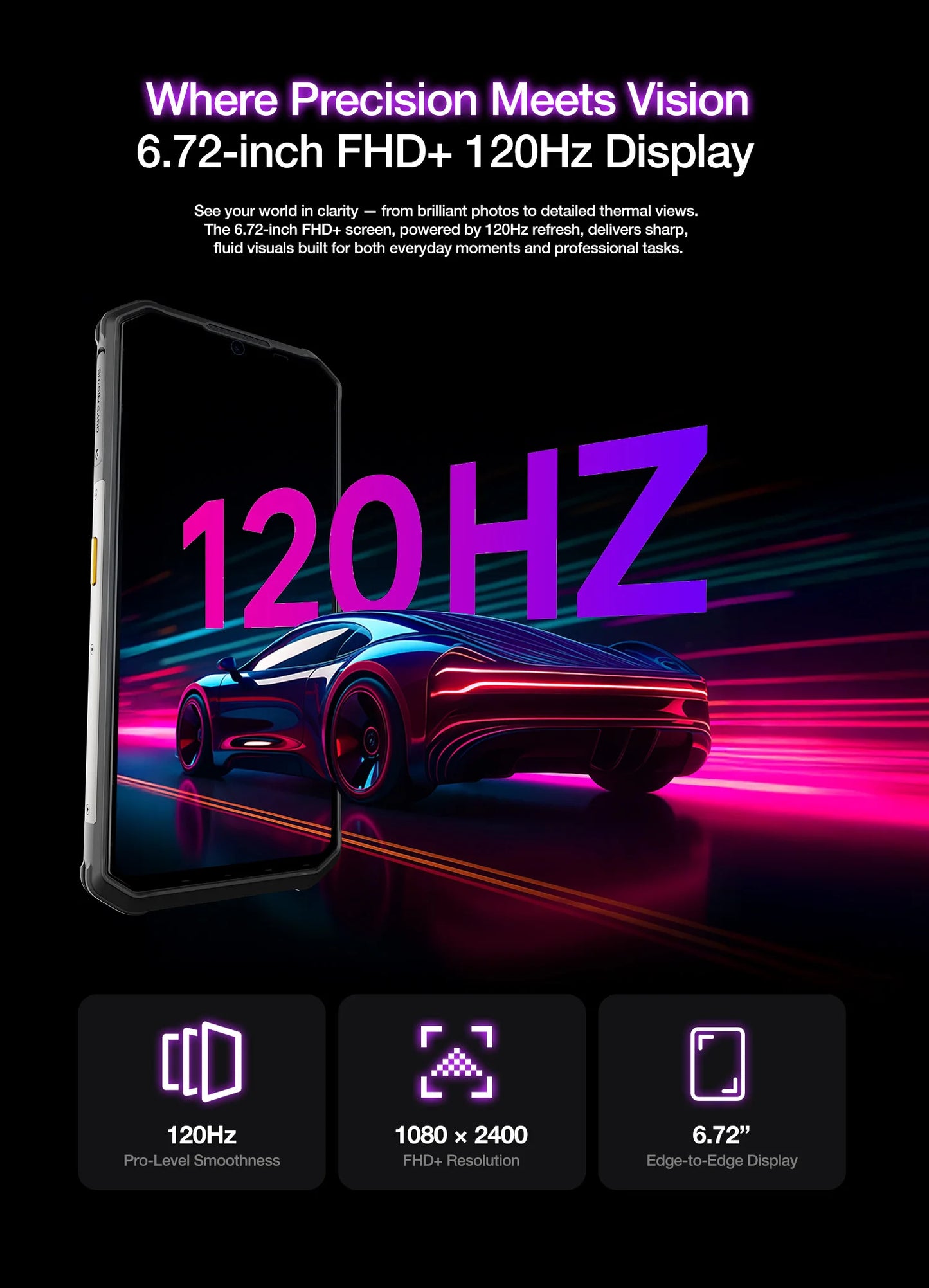 AGM G3 5G Rugged Phone 24GB(12+12) 512GB Wireless Charging 10000mAh Phone 6.72' 120Hz Dimensity 7300 Android15 Camping Light