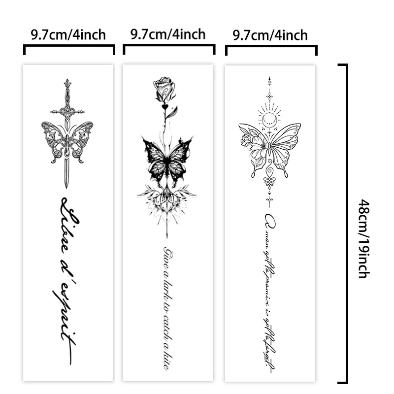 One Butterfly Spine Waterproof Temporary Tattoo, Lasting 1-2 Weeks, Semi-Permanent Tattoo Color, Realistic Fake Tattoo