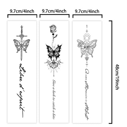 One Butterfly Spine Waterproof Temporary Tattoo, Lasting 1-2 Weeks, Semi-Permanent Tattoo Color, Realistic Fake Tattoo
