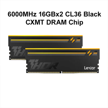 Lexar THOR RGB 2nd DDR5 RAM 6000MHz 16GBx2 CL38 1.35V Micron DRAM Chip Gaming Desktop Memory Overclocking Intel XMP 3.0 AMD EXPO