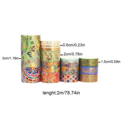 15 Rolls of Floral Foil Stamping and Washi Tape Set – Decorative Masking Tape for DIY Gifts, Scrapbooking, Photo Frames