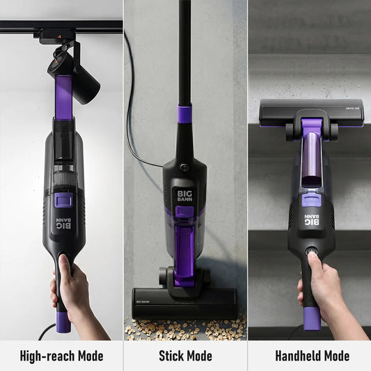 Multi-Purpose Stick Vacuum Cleaner, 18kPa Powerful Suction 400W, 1.2kg Ultra Lightweight Corded Vacuum With 5M Long Cord, Self-Standing, Washable HEPA Filter For Hard Floor, Carpet, Stairs, Home Cleaning
