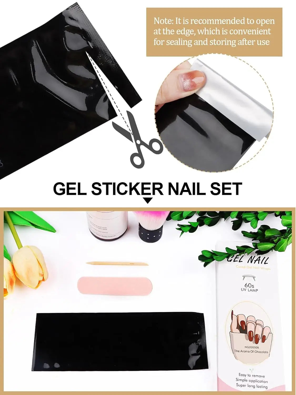 16/20/22Tips Semi-Cured Gel Nail Wraps Full Cover Manicure DIY Waterproof Long Lasting Gel Nail Stickers set for UV Lamp Need