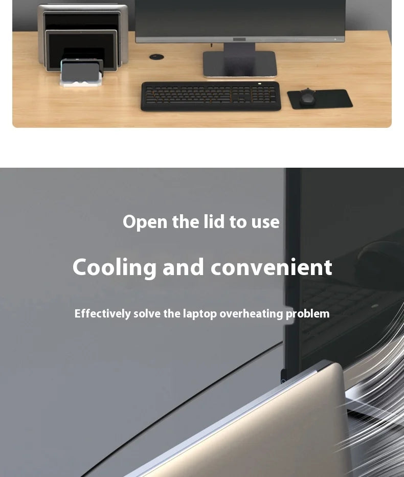 Vertical Laptop Stand Holder Adjustable Desktop Notebook Dock for Macbook iPad Phone Kindle Tablet 3In1 Storage Holder Support