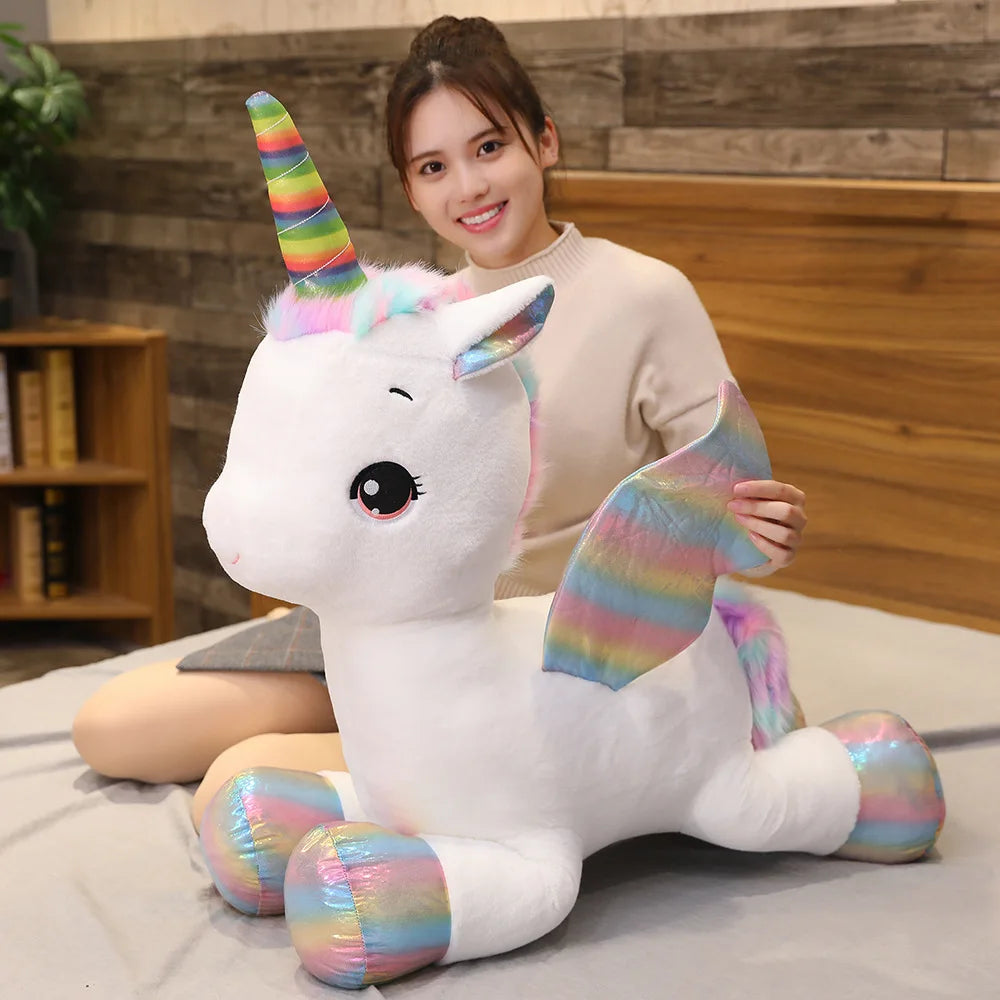 Huggable Soft Cute Unicorn Dream Rainbow Plush Toy High Quality Pink Horse Sweet Girl Home Decor Sleeping Pillow Gift For Kids