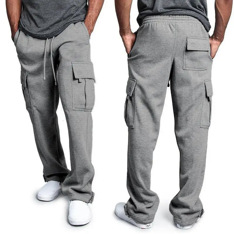Men's  Cargo Pants Loose Drawstring Sweatpants with Pockets Sports Straight Trousers Jogging Long Pants Hip Hop Streetwear