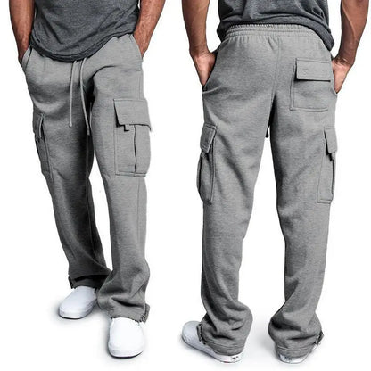Men's  Cargo Pants Loose Drawstring Sweatpants with Pockets Sports Straight Trousers Jogging Long Pants Hip Hop Streetwear