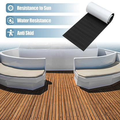 Uxcell 1200X300X6mm EVA Faux Teak Decking Sheet Carpet Non-Slip Self-Adhesive  for Boat Yacht Marine Deck Pad RV Car Flooring