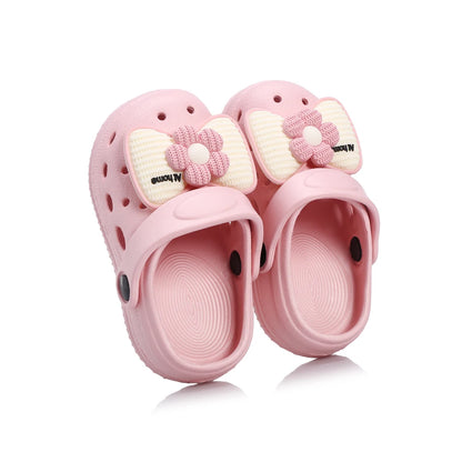 New Children's Slippers Summer Handmade DIY Cartoon Bow Sandals for Girl Flip Flops Non-Slip Garden Beach Shoes