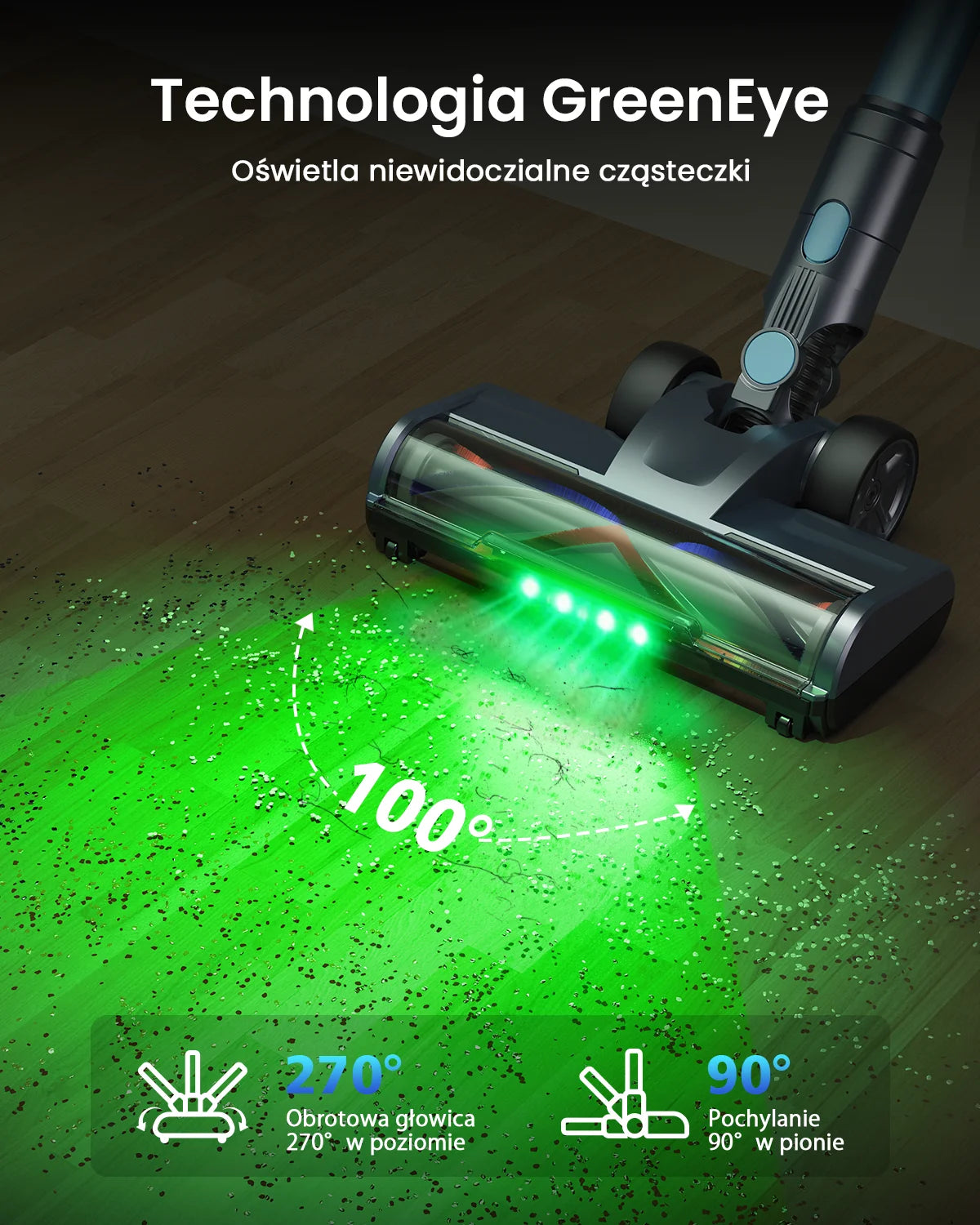 Homore NH007 650W/75KPA Powerful Cordless Vacuum Cleaner with LED Ambient Light, Smart Suction and Self-Standing Design