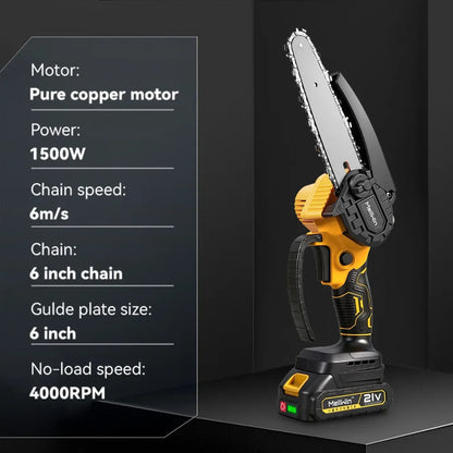 MELLWIN 6 Inch Cordless Electric Chain Saw Garden Mini Pruning saw Woodworking Electric Cutting Saw For Makita 18V Battery Pin