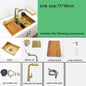 Gold Waterfall Faucet Kitchen Sink Nano Sink 304 Stainless Steel Golden Topmount Single Bowl Wash Basin 4 Function Kitchen Faucet