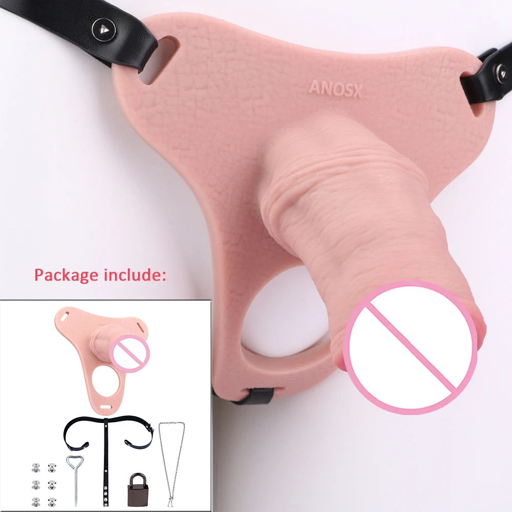 ANOSX Multi-styles Penis Sleeve Realistic Dildo Sheath Silicone Male Chastity Cage With Lockable Secure Chastity Belt BDSM Toy