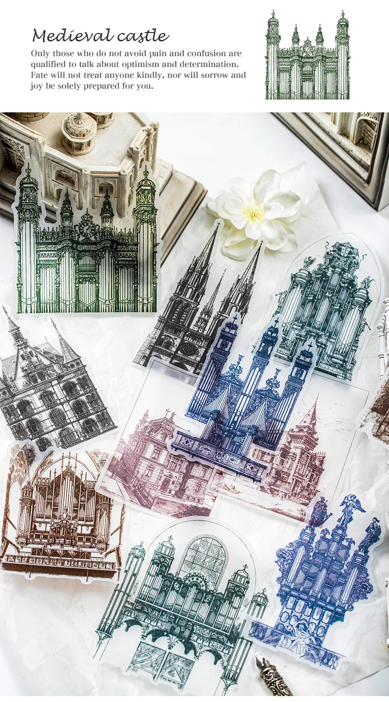 10pcs/lot Memo Pads Material Paper Medieval Castle Journal Scrapbooking paper Card Background Decoration Paper