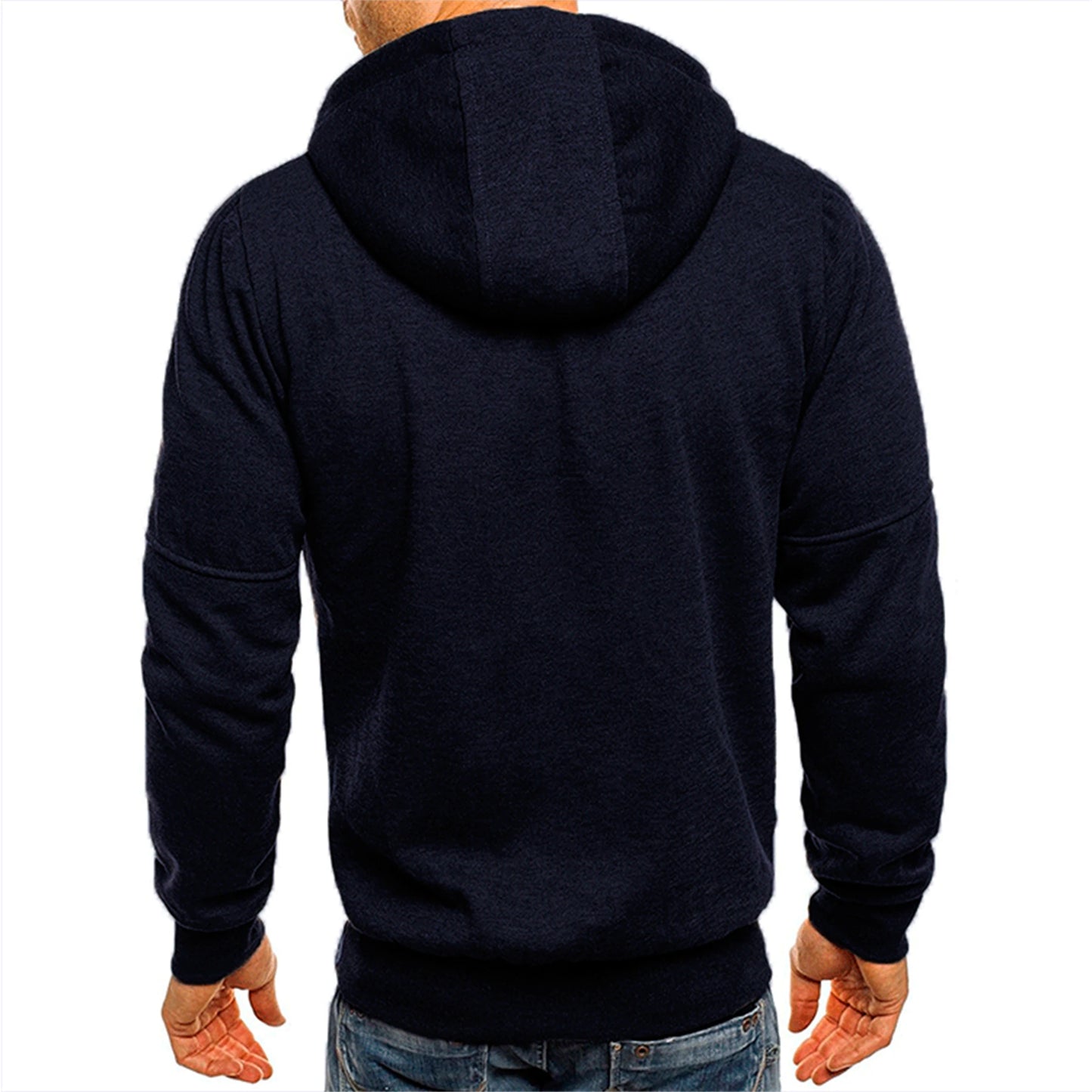 Solid color men's hooded jacket Casual long-sleeved hoodie Zipper Gym sports hoodie Spring Fall