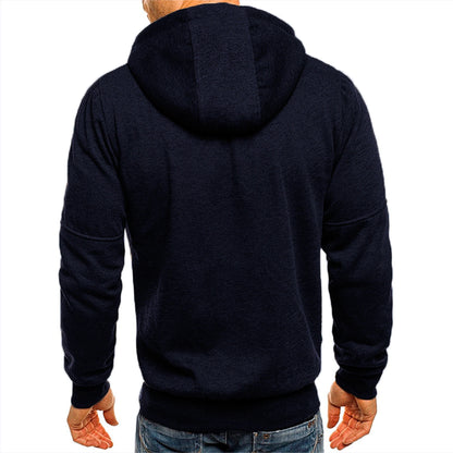 Solid color men's hooded jacket Casual long-sleeved hoodie Zipper Gym sports hoodie Spring Fall