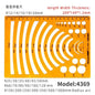 Geometric Drawing Template Set With Measuring Ruler - Yellow Transparent Plastic Tools+Bonus PE Zipper Bag - For Architecture