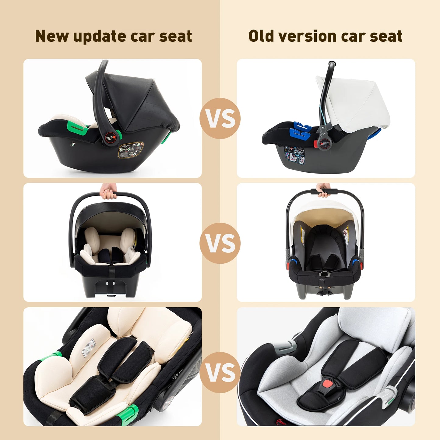 Baby stroller 3 in 1 Baby carriage Portable luxurious travel pram High landscape newborn baby stroller with baby carrier PU