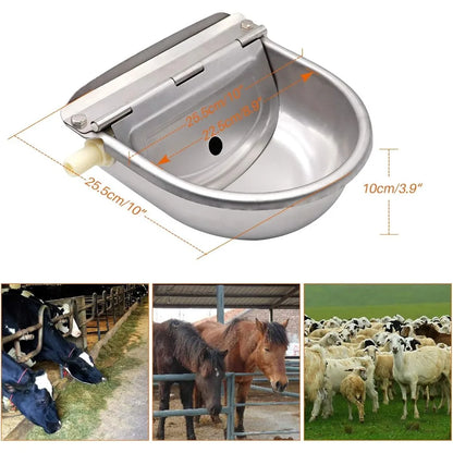 Stainless Steel Cow Water Bowls Automatic Drinking Bowls with Float Bowl Water Outlet for Dog Cattle Sheep Drinker Farm Supplies