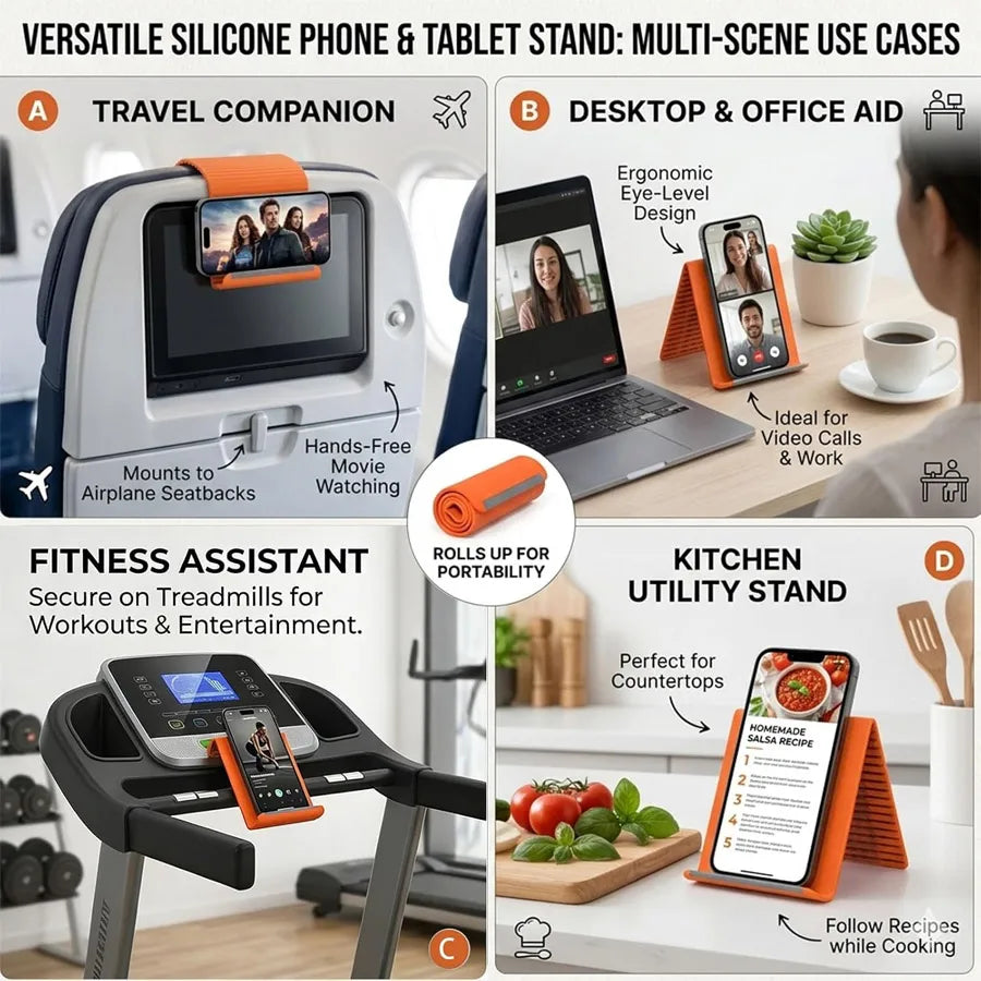 3/1Pcs Portable Phone Stand with Flexible Deformation and Adjustment–Made of aluminum alloy and silicone, non-slip desktop stand