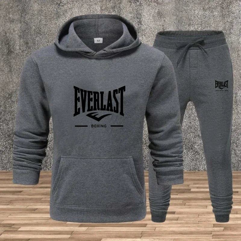 Autumn and winter men's set: Fashionable fitness jogging pullover, hooded sweatshirt, sweatshirt and casual pants two-piece set