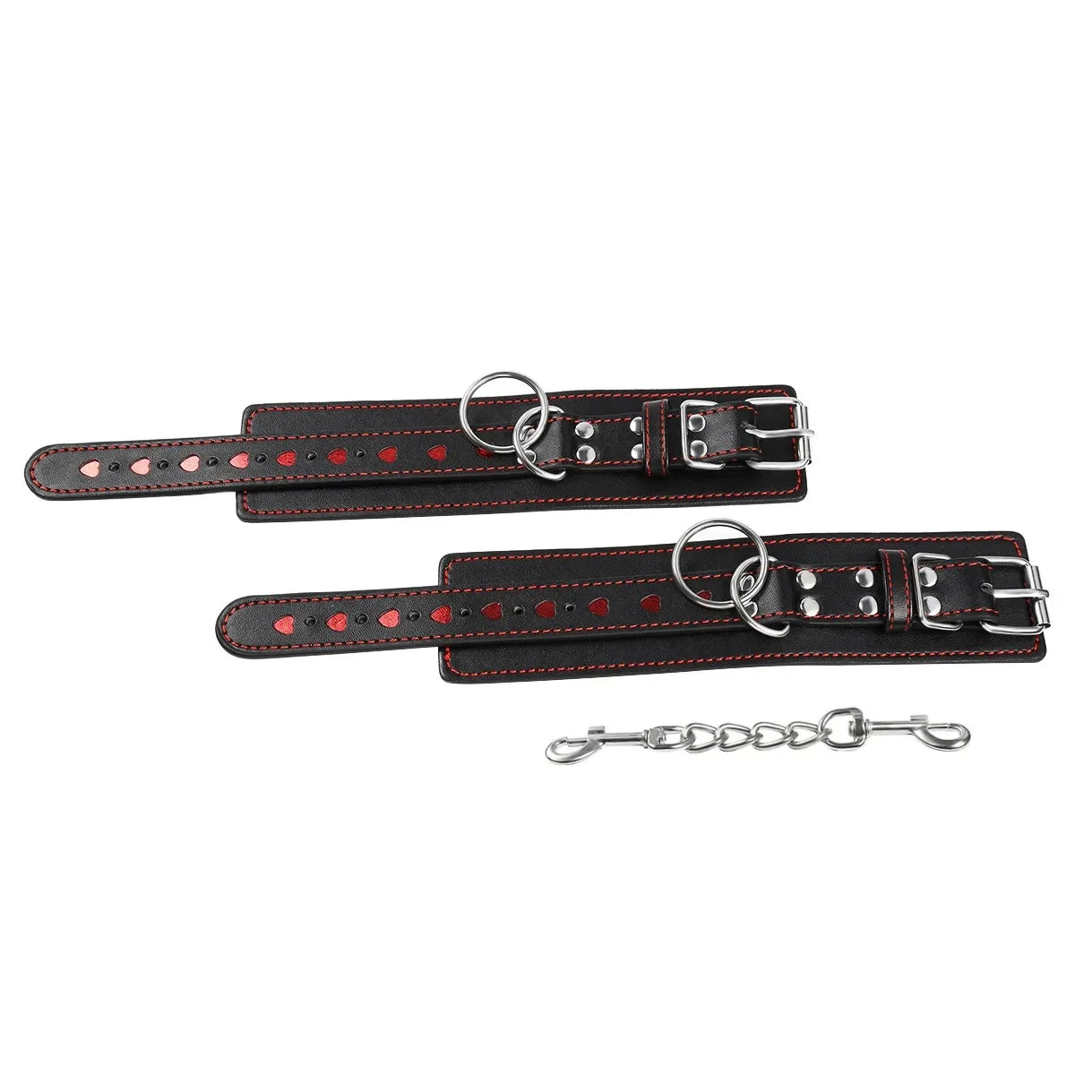 Detachable Heart Shape PU Leather Bondage Cuffs for Wrist And Ankle Adult Fetish BDSM Toy for Couples Men Women