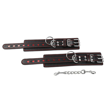 Detachable Heart Shape PU Leather Bondage Cuffs for Wrist And Ankle Adult Fetish BDSM Toy for Couples Men Women