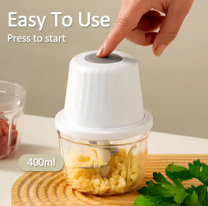 400ML Electric Food Chopper ，6 Blades Garlic Grinder Mini Vegetable Chopper，USB Portable Veggie Chopper，Garlic Mincer