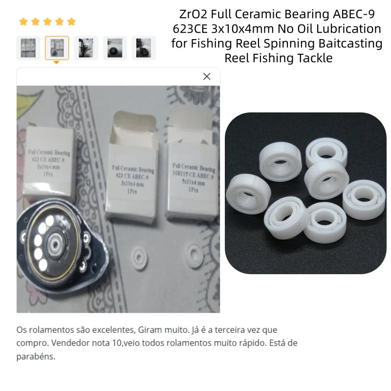 4Pcs 623CE Full Ceramic Bearing 3x10x4 mm ABEC-9 for Fishing Spinning Baitcasting Reel Corrosion Resistant Oil Free