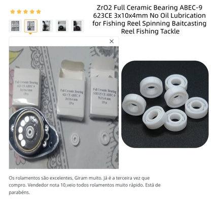 4Pcs 623CE Full Ceramic Bearing 3x10x4 mm ABEC-9 for Fishing Spinning Baitcasting Reel Corrosion Resistant Oil Free