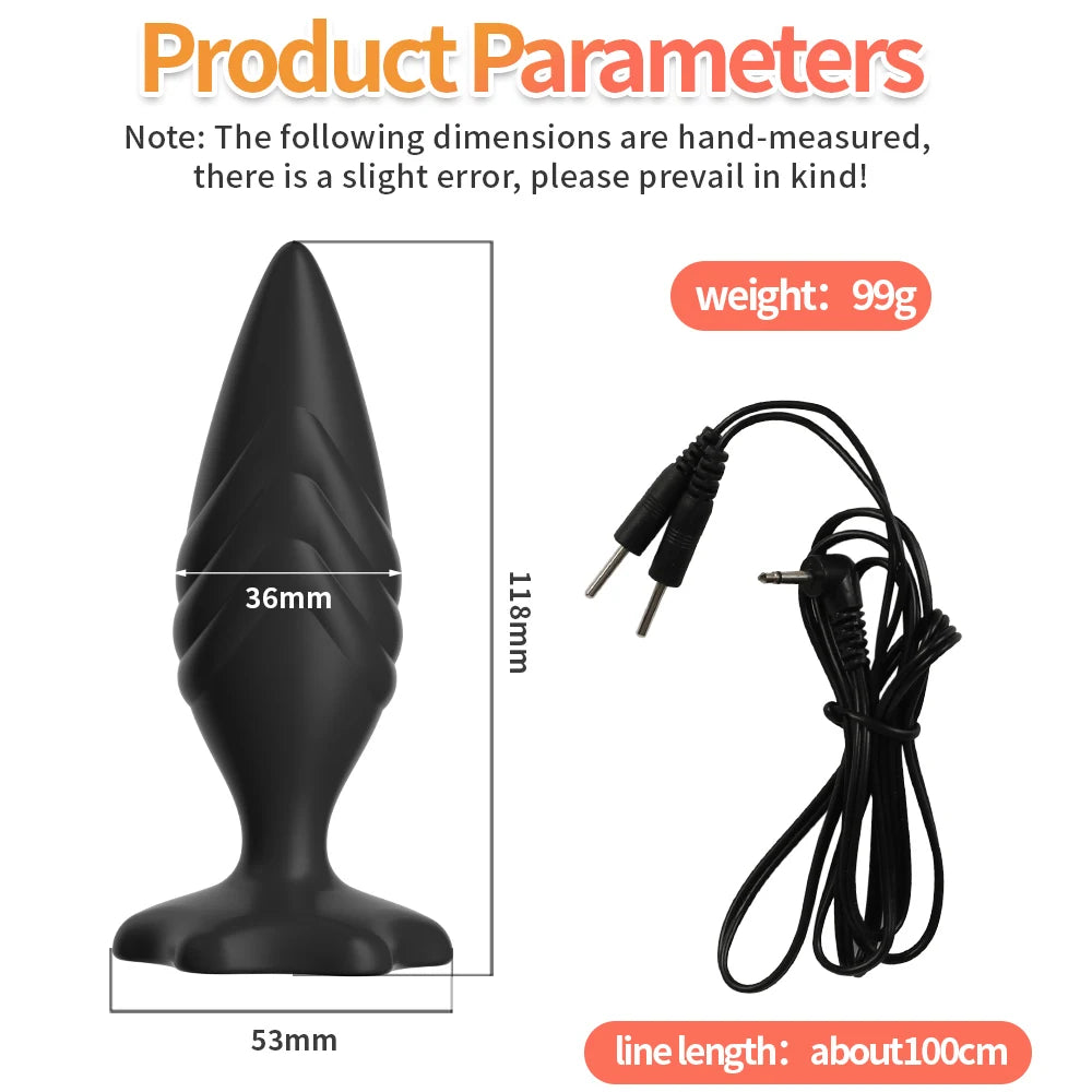 Electric Shocker Anal Butt Plug,E stim Electrosex Penis Ring ,Nipple Electrostimulation Cockring Chastity Cage E-stim Bdsm Toys