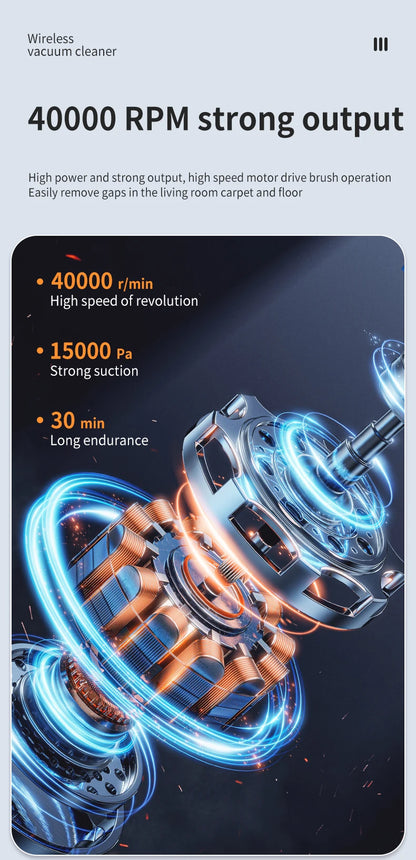 Handheld Cordless Vacuum Cleaner, 18Kpa 55Mins Smart Stick Vac with Tangle-Resistant Design Hard Floor Carpets Pet Hair