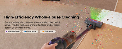 Erabros EV3 Cordless Vacuum Cleaner 500w 60Kpa Suction Power 60mins Cordless Vacuum Handheld Smart Home Dust Mug 3 Suction Model