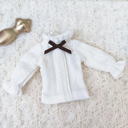 Casual Blyth Doll Clothes Rompers Plaid Pants Long Sleeve Top Suit Doll Trousers for Ymy Licca Azones Ob24 Ob27 Doll Accessories