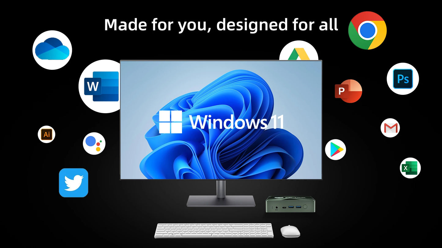 BMAX B6 Plus Mini PC Intel i3-1000NG4 Windows 11 OS 12GB RAM 512GB SSD WIFI 5 USB 3.0 USB * 3 HDMI * 2 Bluetooth Type-C mini pc