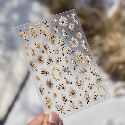 Wild Daisy Crystal Diamond Nail Sticker 5D Adhesive Flower Trendy Nail Art Stickers DIY Nail Art Decorations 3D Manicure Decals