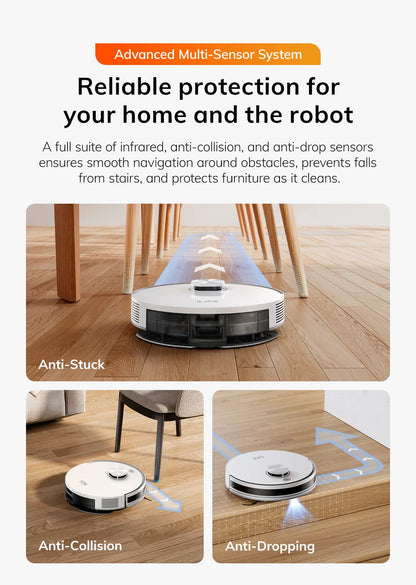 ILIFE V30 Robot Vacuum Cleaner, Laser Navigation, 10000Pa Suction, Up to 150min Runtime, APP Control, Customizable Cleaning, 2-in-1 Vacuum & Mop, No-Go Zones, Multi-Floor Mapping, Support Voice Assistance